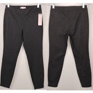 NWT Nanette Lepore High Waist Skinny Pull-On Pants in Blk w/ Gold Pinstripes